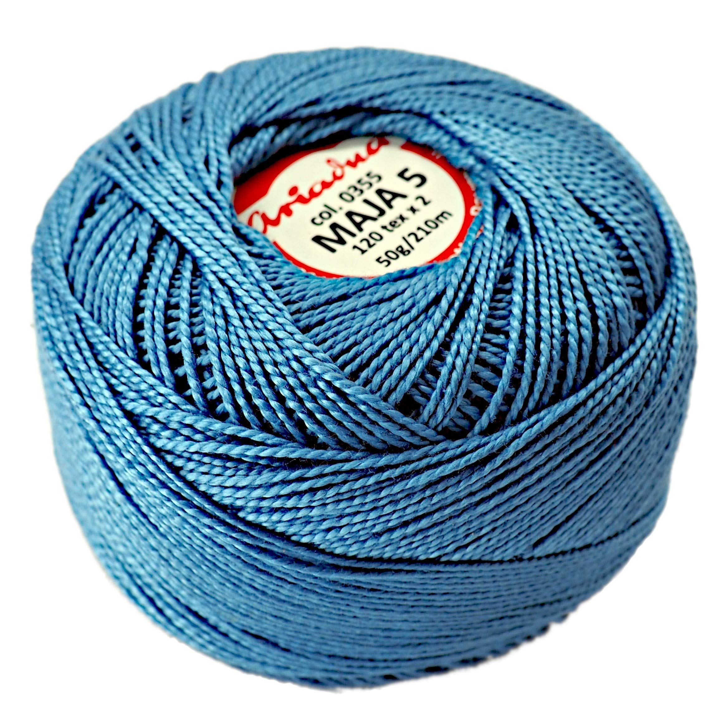 Pearl Crochet Cotton Embroidery Ball Yarn 229yd/210m Quality Thread 50g Size 5 Sky Blue (355)