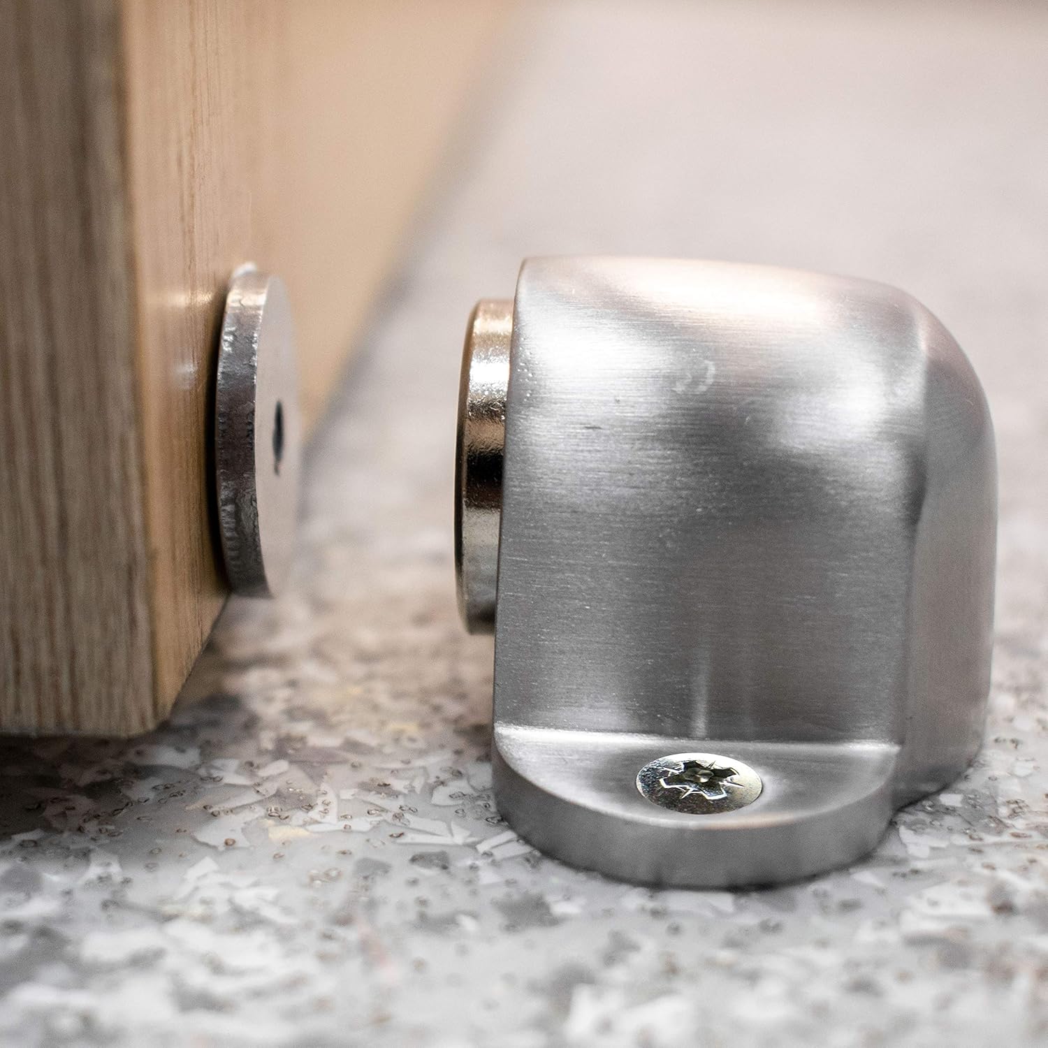 TRIXES Doorstopper - Door Stop - Strong Magnet - Floor Mounted - Modern Chrome Design - Easy Install, Silver, taille unique - Image 5