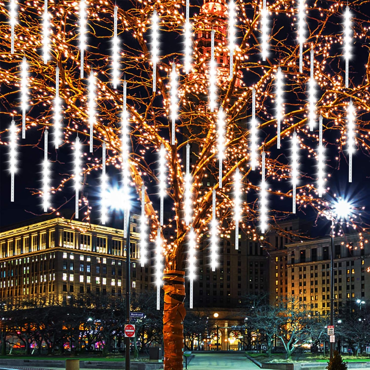 Meteor Shower Lights, Maxjaa LED Meteor Shower Lights 50cm 10 Tube 480