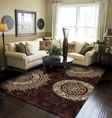 Amazon Com Modern Area Rug Brown Large Rugs For Living Room 8x10 Under 100 Home Kitchen