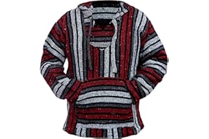BAJA DIRECT Del Mex Mexican Baja Hoodie Hippie Surf Poncho Sweater Sweatshirt Pullover Jerga