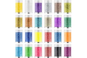 GENERIC Ultra Fine Holographic Glitter 24 Colors Set for Tumblers, Arts and Crafts, Epoxy Resin, Cosmetic Use - Iridescent Powder for Body, Nail, Face, Hair, Eyeshadow Makeup