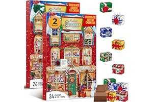 THE MADELAINE CHOCOLATE COMPANY Madelaine 2025 Christmas Advent Calendar – Chocolate & Candy Christmas Countdown for Kids, Women, Men, Teen Girls & Boys - Holiday Treats Advent Calendars - Village Toy Shop - 2 Pack of 8 Oz