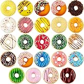 24 Pieces Realistic Artificial Toy Donuts, Scented Fake Donuts Squeeze Rainbow Desserts Stress Balls Toy Food Party Decorations Cakes Fake Desserts for Birthday Party Supplies Shop Decorations