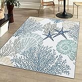 Tritard Coastal Area Rugs Nautical Beach Themed Non-Slip Machine Washable Rugs Modern Floor Carpet for Living Room Bedroom, 8