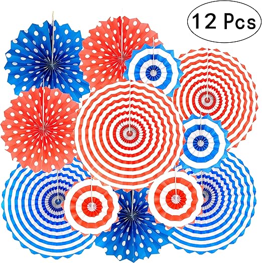 Amazon Com 4th Of July Party Hanging Paper Fans Decorations