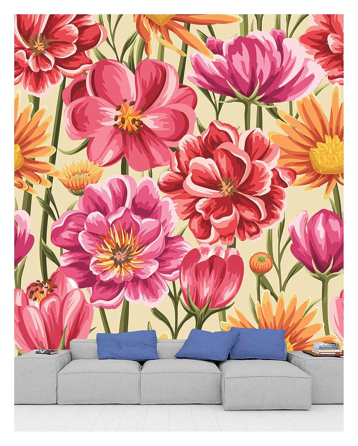 Digital Print World Floral Wallpaper Wall Sticker for Home Décor