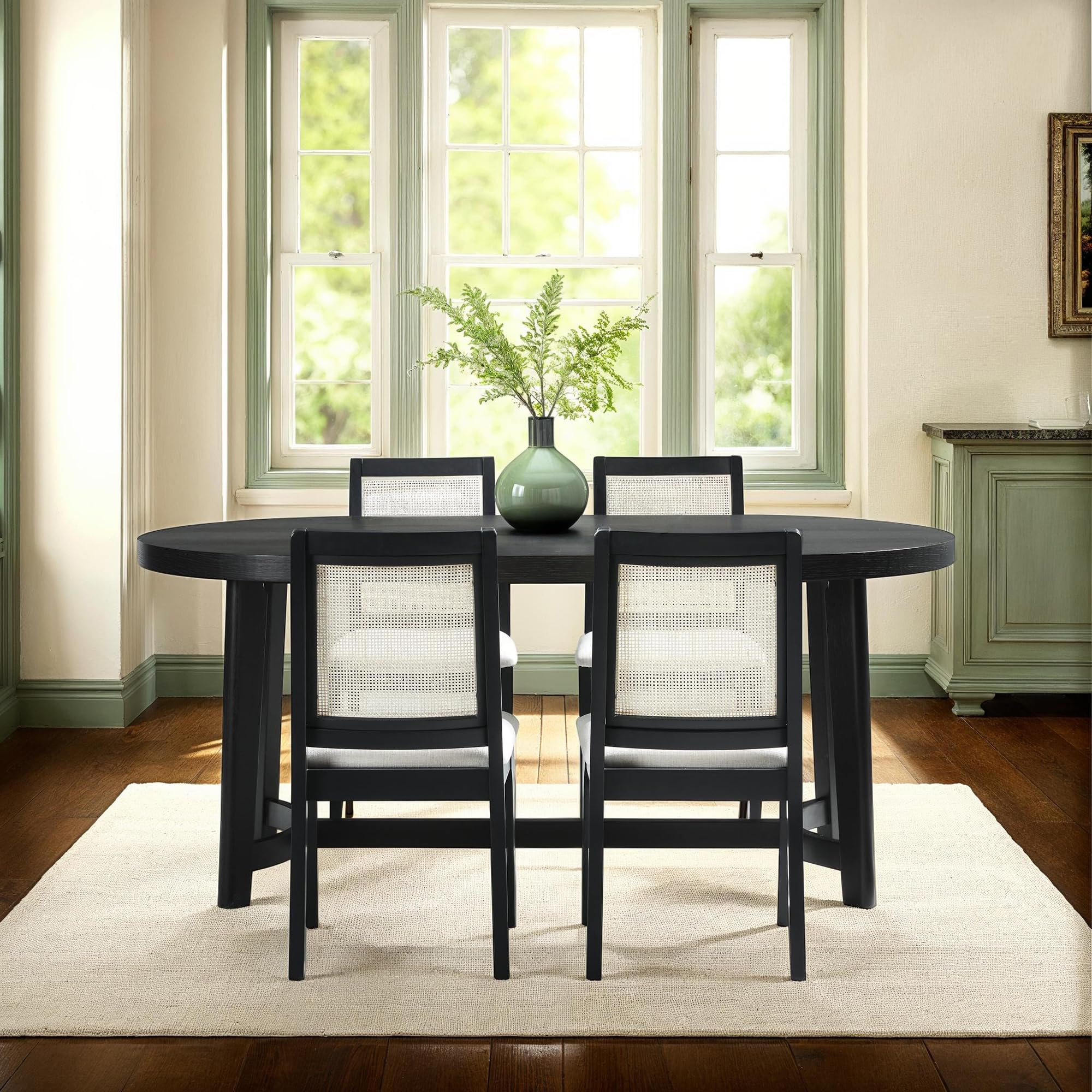 Walker Edison Modern Farmhouse Rustic Solid Oak Wood Oval Dining Table ...
