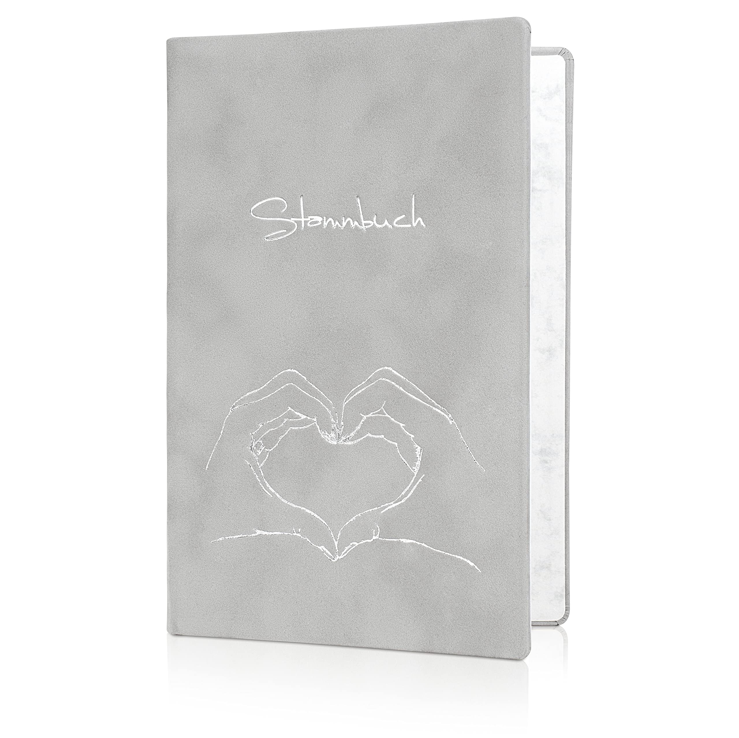 Family album, "Heart with Hand", grey, velor, silver embossing, family album format