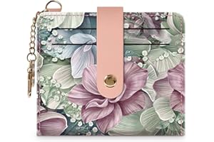Airkit Small Wallets Woman RFID Blocking PU Leather Credit Card Holder - Card Wallets for Women - with Zipper Coin Purse - Keychain Wallet with ID Window - Stylish Print Pattern