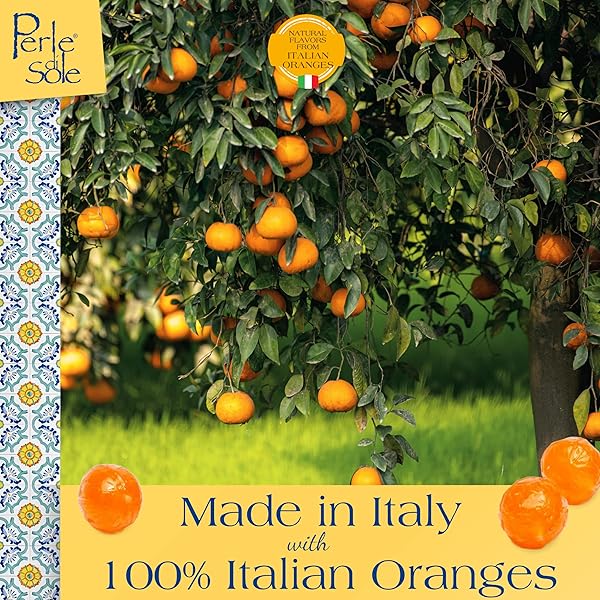 PERLE DI SOLE ITALIAN HARD CANDY – ASSORTED ORANGE & LEMON DROPS WITH FIZZY FILLING (17.6 OZ | 500 G) ITALIAN CANDY INDIVIDUALLY WRAPPED – CITRUS CANDY