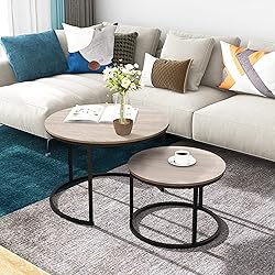 HOMERECOMMEND Round Coffee Tables Nesting Side Set