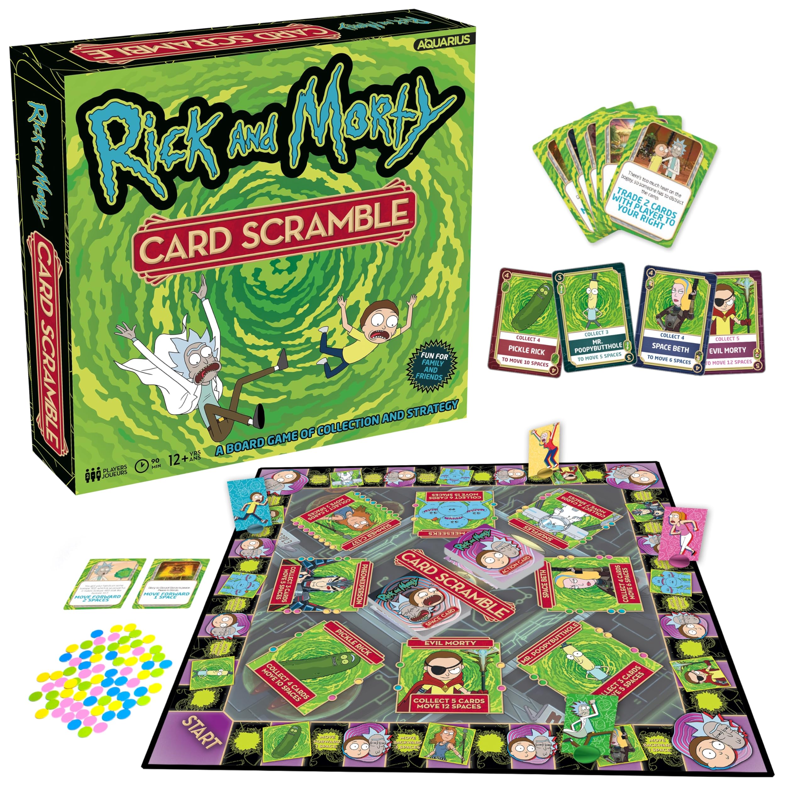 AQUARIUS Rick and Morty Card Scramble Board Game for 2-4 Players, Ages 12+