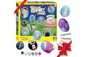 Creativity for Kids Glow in The Dark Rock Painting Kit | Paint & Decorate 10 Rocks with Vibrant Colors & Glow Accents | DIY Rock Painting Kit for Kids | Fun Arts & Crafts (Ages 6+)
