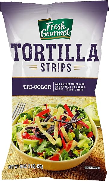FRESH GOURMET TORTILLA STRIPS, TRI-COLOR, 16 OUNCE