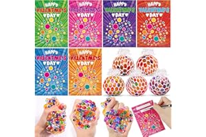 GRASTFU 24 Pack Valentines Day Gifts for Kids Classroom Fidget Stress Balls with Valentines Cards Stress Relief Toys Squeeze Ball for Kids Boys Girls School Exchange Cards Gifts Valentines Party Favors Prizes