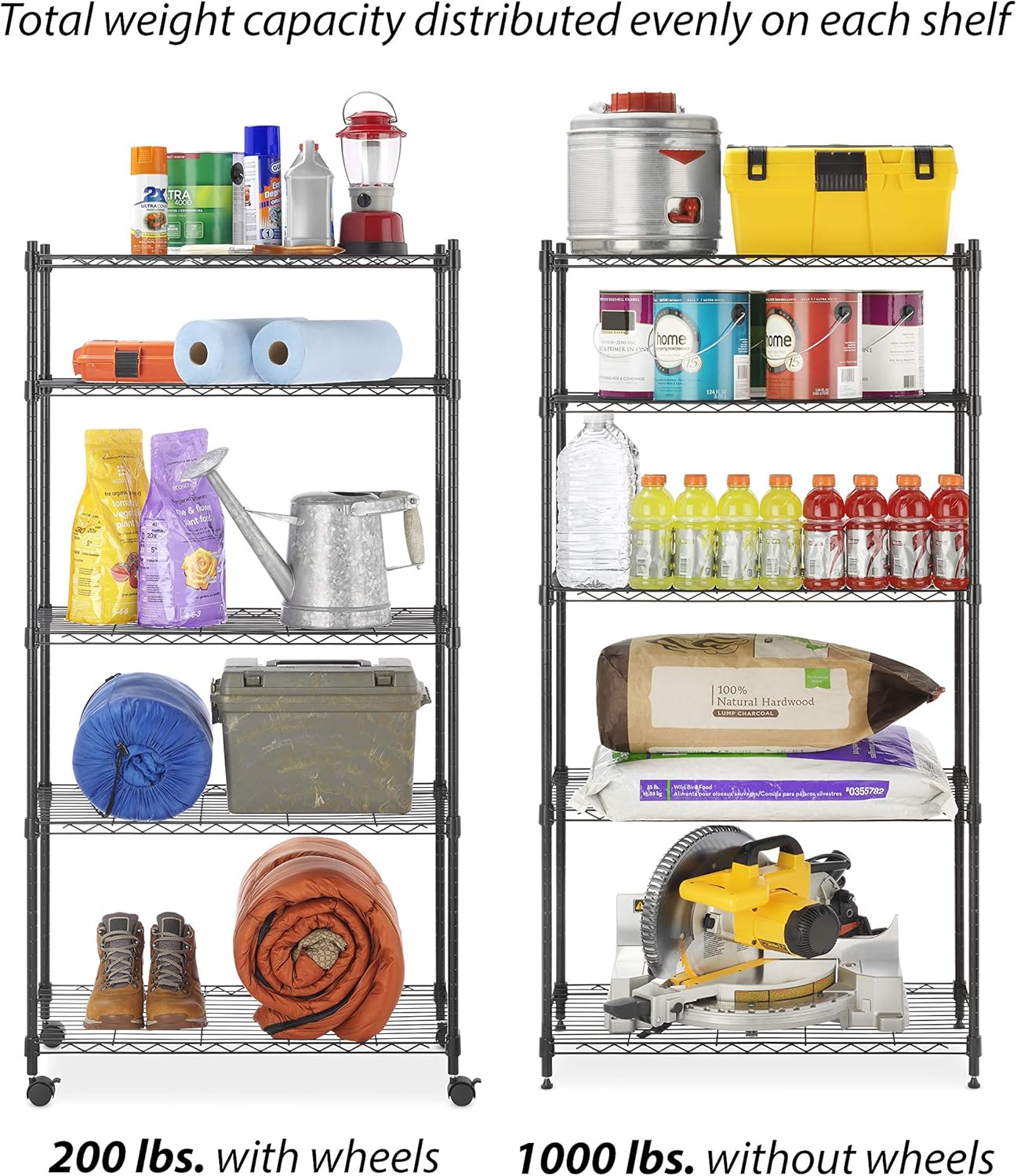 Whitmor Supreme 5-Tier Cart holds up to 1,000 lbs. Black: Home & Kitchen