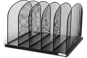 Safco Onyx Desk Organizer, 5 Tiered Vertical Compartments, Office and Classroom Mailbox , Paper and Mail Sorter, Steel Mesh, Black