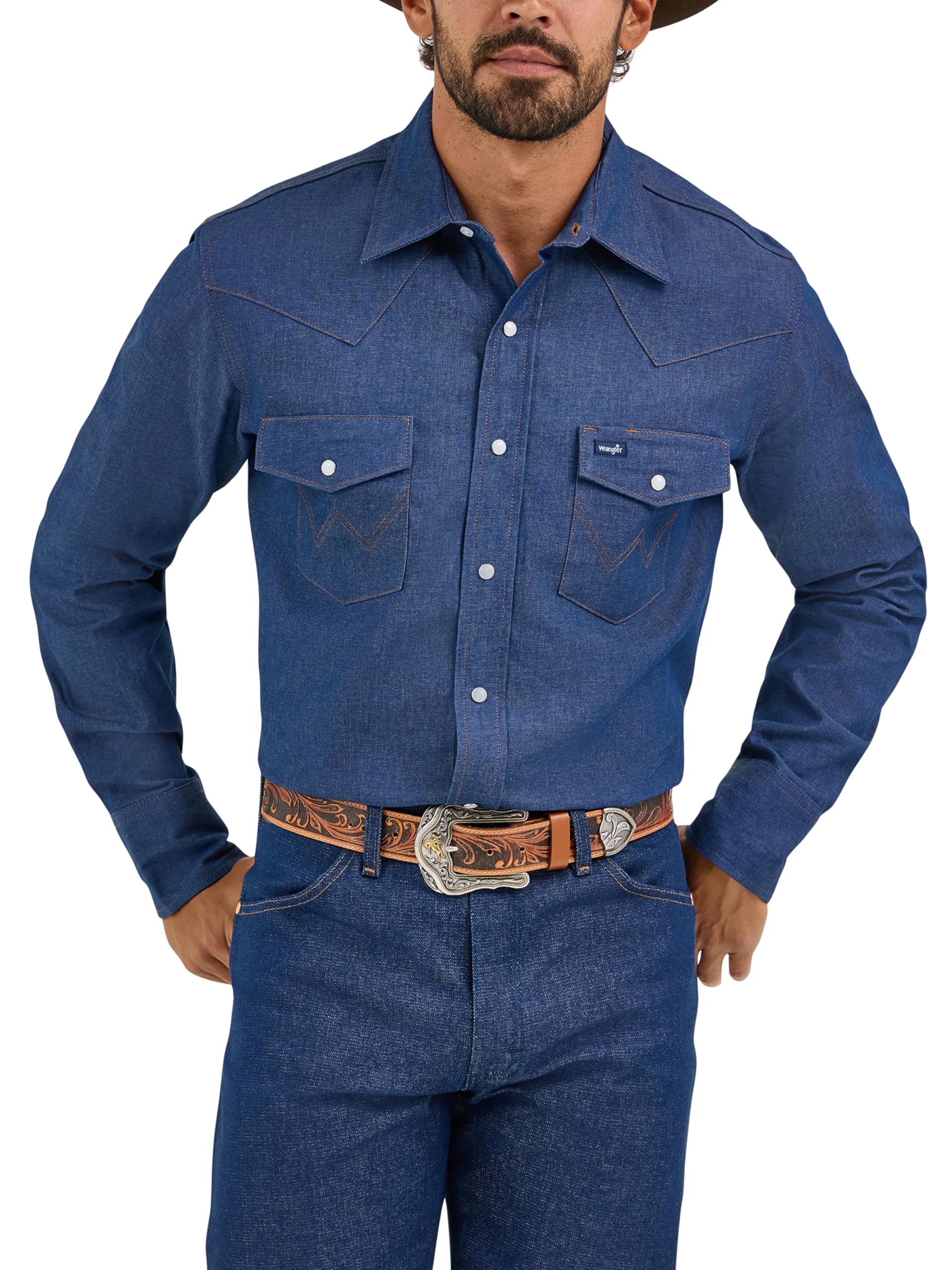 Wrangler Camicia Da Lavoro Uomo Cowboy Cut – Maniche Lunghe, Cotone, Autentico Stile Western