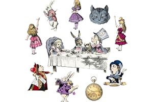 PINKEESEA Alice in Wonderland Decor Tea Party Decoration Cardboard Cutouts 10 PCS Double Sided Laminated