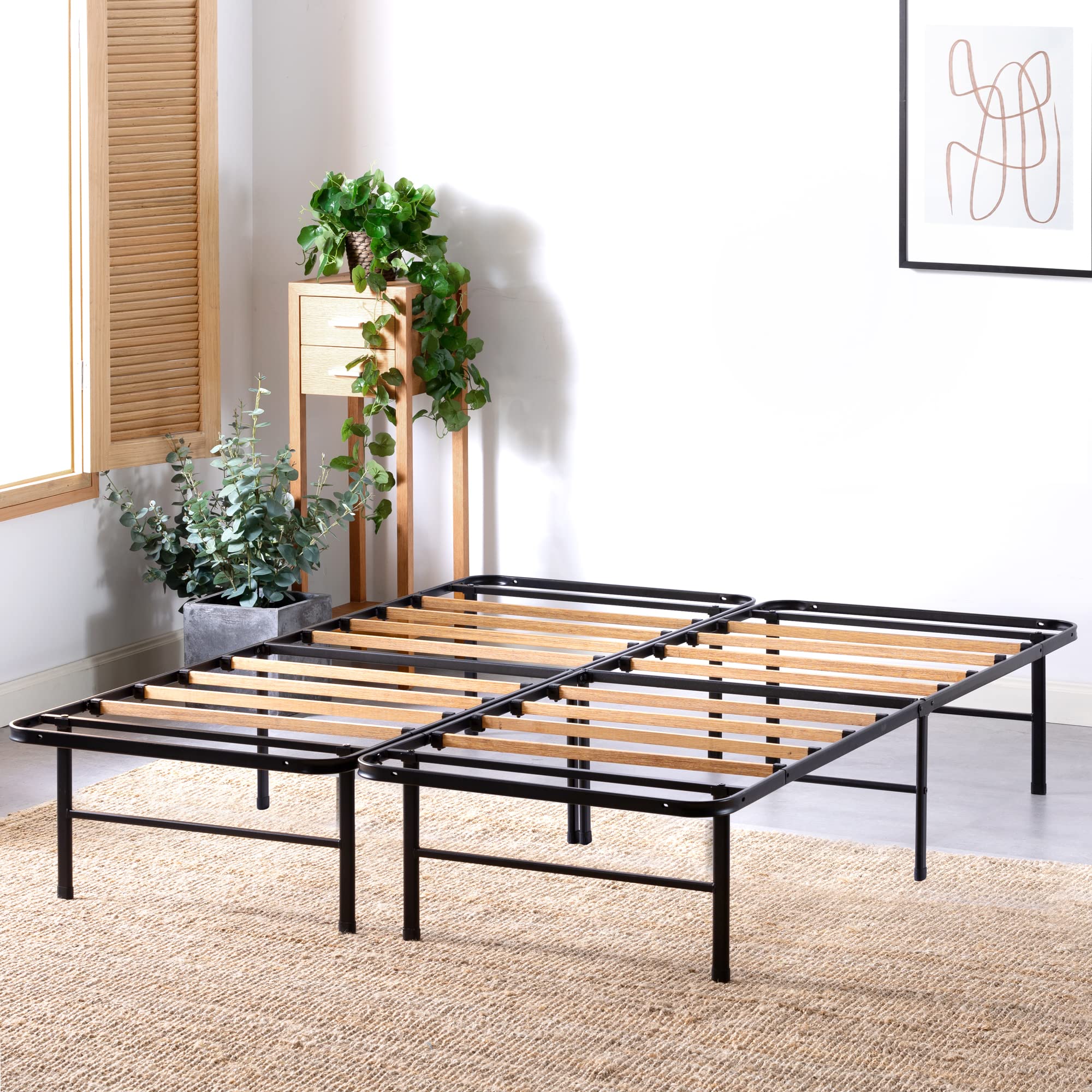 ZINUS SmartBase Essential Mattress Foundation with Bamboo Slats, Metal Platform Bed Frame, Sustainable Bamboo Slat Support, No Box Spring Needed, Easy Assembly, Full Image ZINUS SmartBase Essential Mattress Foundation with Bamboo Slats, Metal Platform Bed Frame, Sustainable Bamboo Slat Support, No Box Spring Needed, Easy Assembly, Full Image