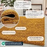 Abaseen Shaggy Rug 60x110 cm Modern Thick Pile Non-Slip Gold view 2