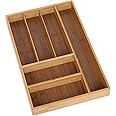 Seville Classics Bamboo Eco-Conscious Organizer Tray Kitchen Home Office Pantry Junk Drawer Utensils, Flatware, Silverware, Cutlery, Pens, (Large)