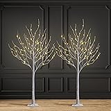 2 Pack 6FT Lighted Birch Tree 72 LED Artificial