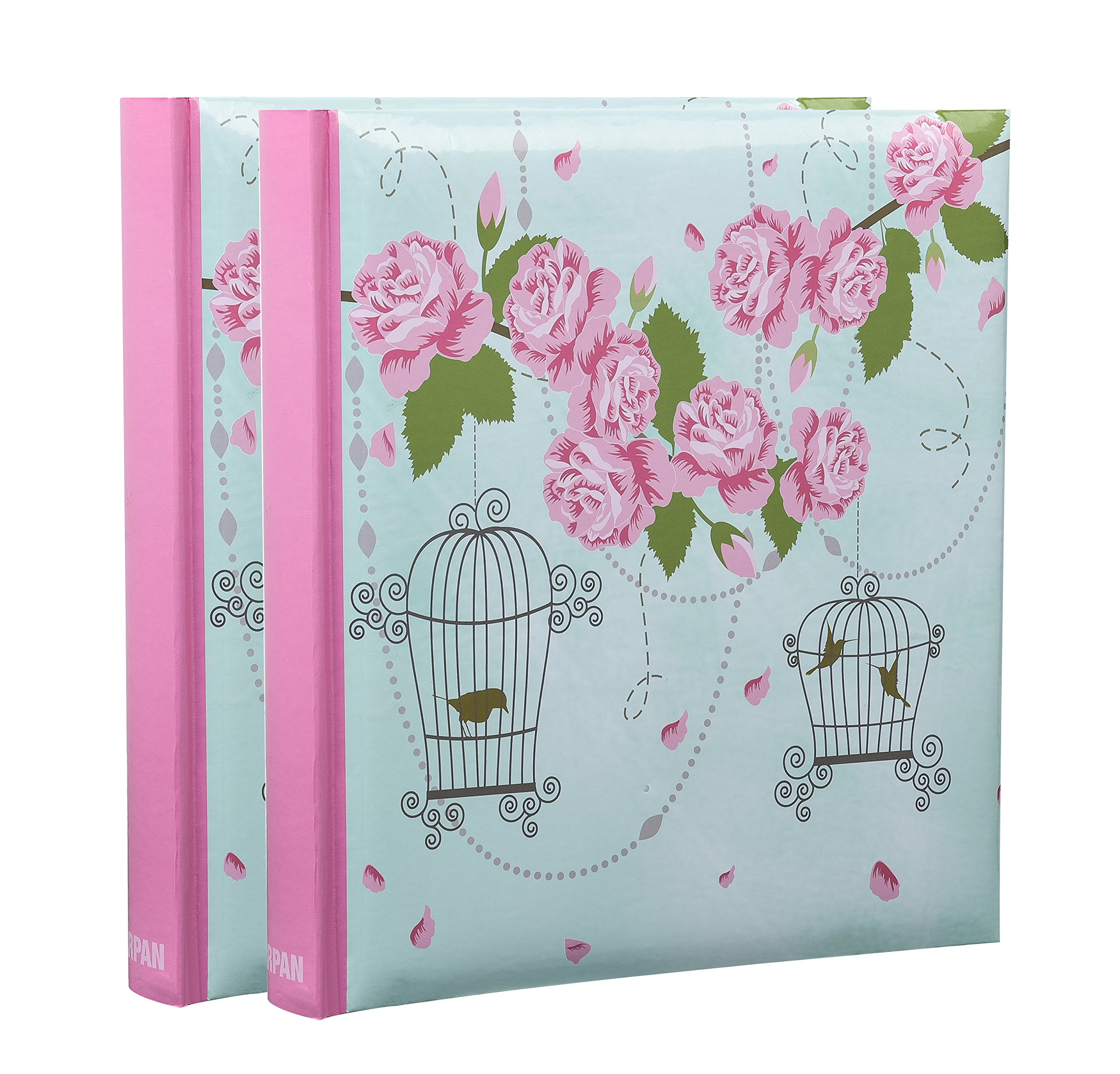 Arpan 5x7'' Photo Albums Memo Writing Space 200 Photos slip in case Album 13 x 18 cm size - Perfect Gifting Album for Wedding, Anniversary, Birthday (Vintage Rose Bird Cage)