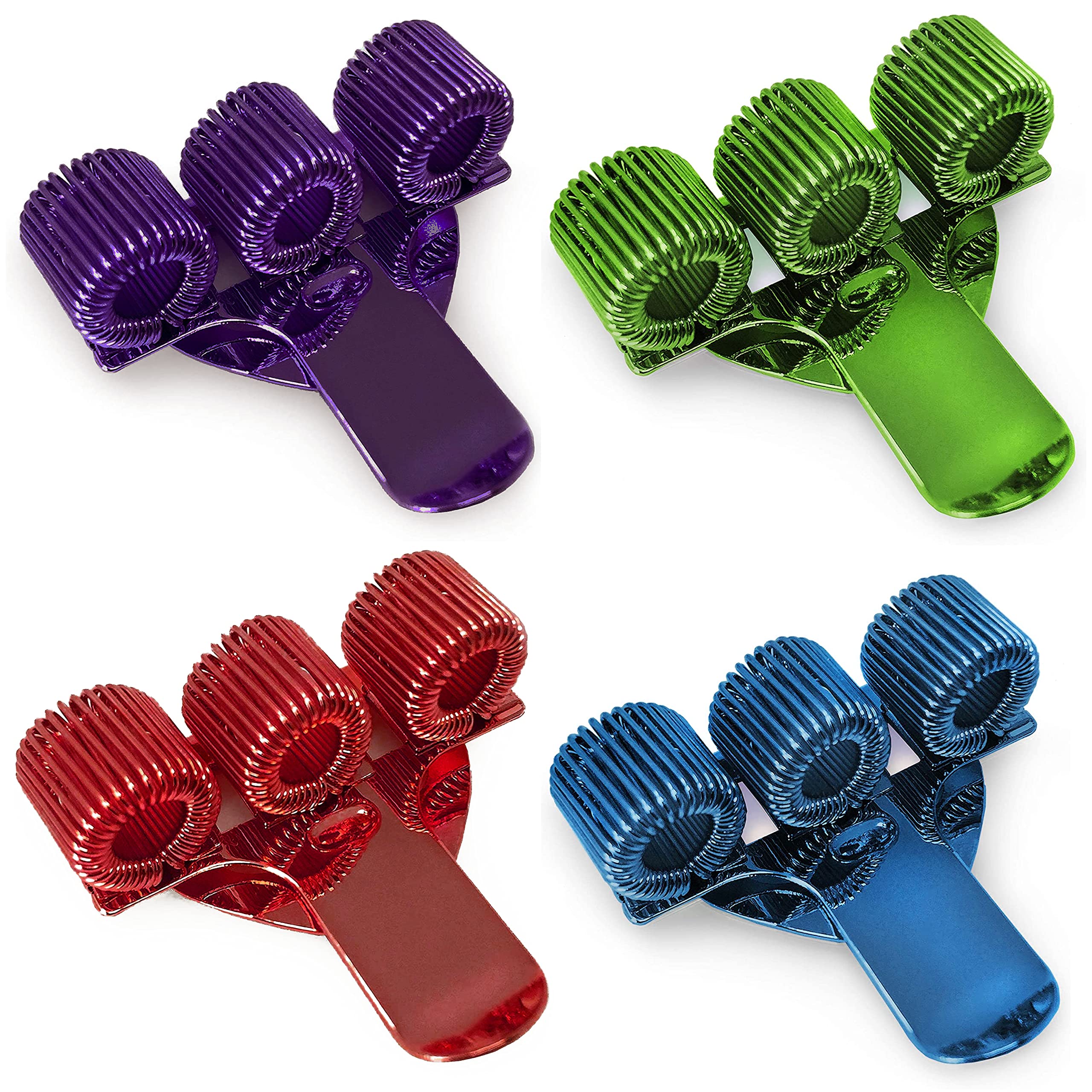 Ashton and Wright - Triple Metal Pen Holder with Pocket Clip - Ideal for Doctors/Nurses/Pilots - Blue, Green, Red, Violet - Pack of 4