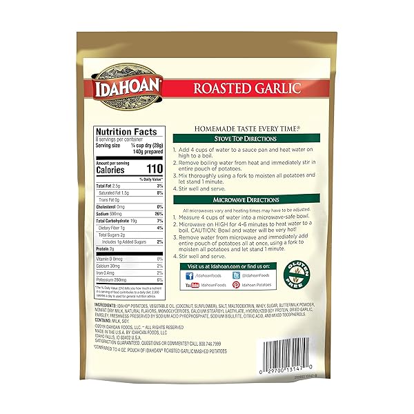 IDAHOAN MASHED POTATOES, ROASTED GARLIC, 4 OZ