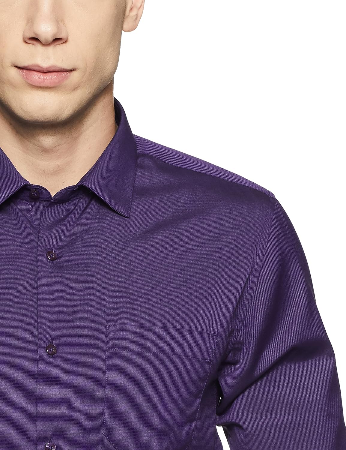 peter england men's plain slim fit synthetic formal shirt