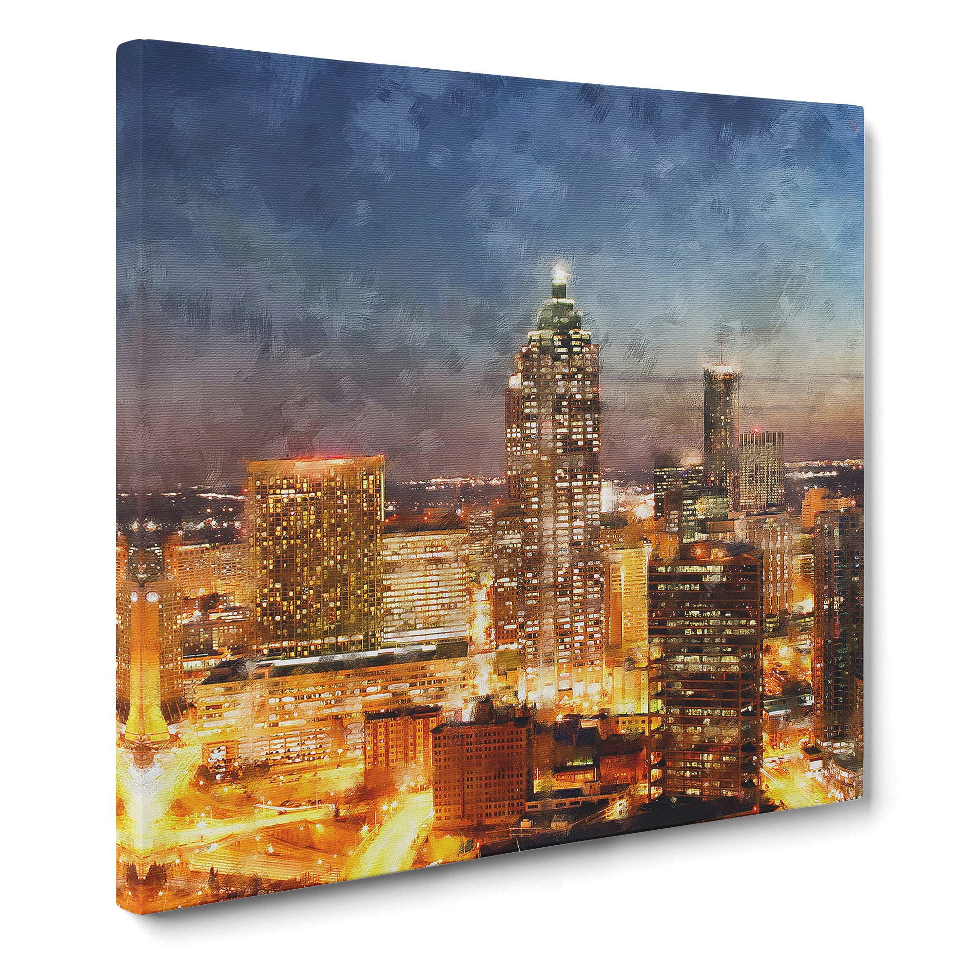 Atlanta Georgia Skyline Canvas Print | Gallery Wrapped 30mm Frame Wall Art | 14x14 inches | Ready to Hang | Modern Cityscape Picture | Living Room Bedroom Lounge Office