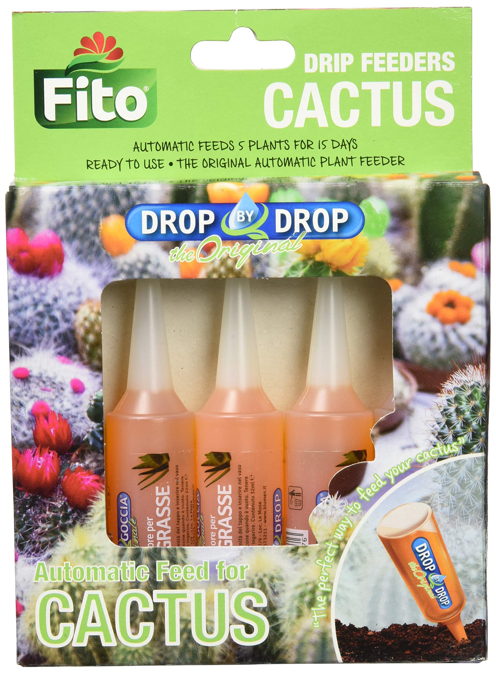 FITO 2044395 Cacti Drip Feeder, 1 Liter, 5x32 ml Feeders (160ml), Orange