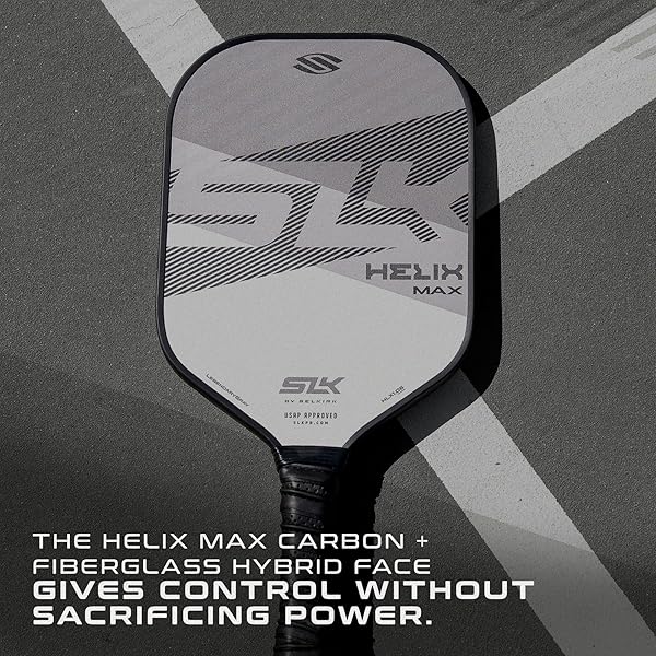 SELKIRK SPORT SLK HELIX PRO PICKLEBALL PADDLE | THERMOFORMED CARBON FIBER CORE PICKLEBALL PADDLES WITH CARBON FIBER & FIBERGLASS HYBRID FACE | UNMATCHED CONTROL | LEGEND GRAY