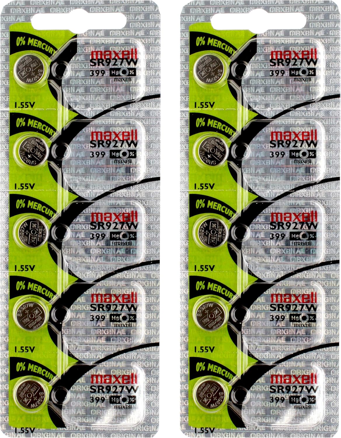 Amazon Com 2x 5pk Maxell Silver Oxide Sr927w High Drain Watch Battery Replaces D395 D395 399 D399 Gr927 L926 La R 395 25 R 399 35 Sr57h Sr926 Sr927 Sr927sw Sr927w Sr927w Sw Tr927w V395 V399 Health