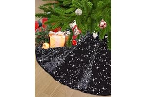 SquarePie Christmas Sequin Tree Skirt Glitter Halloween Decoration 36 Inch Black