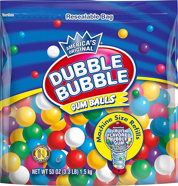 DUBBLE BUBBLE GUMBALL REFILL 53 OZ RESEALABLE BAG