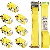 US Cargo Control E-Track Cam Buckle Straps (8-Pack), 2 Inch x 12 Foot E Track Straps with Cam Buckle and Spring E-Fittings, 2,500 LBS Break Strength, Easy-to-Use Tiedowns in Vans and Trailers