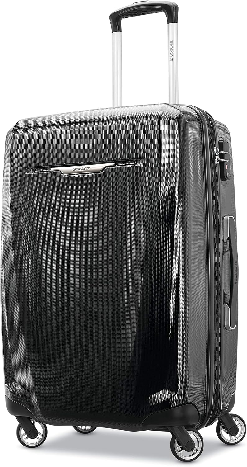 Samsonite Winfield 3 DLX Hardside Luggage, Black, CheckedMedium