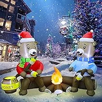 3.5ft Christmas Inflatable Hippo - Pink Hippopotamus In Santa Hat With LED Lights For Outdoor Decor