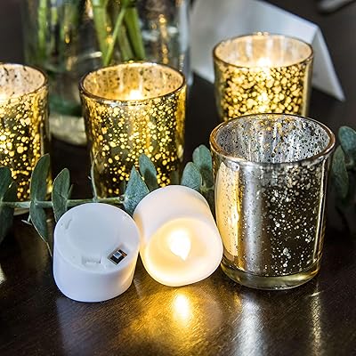 Buy Zdodo Gold Votive Candle Holder Set Of 12 Bulk Mercury Glass Finish Holders For Wedding Decorations Home Decor Table Centrepiece With 13 Battery Operated Bulb Flameless Led Tealight Online In Indonesia B07qnw72f5
