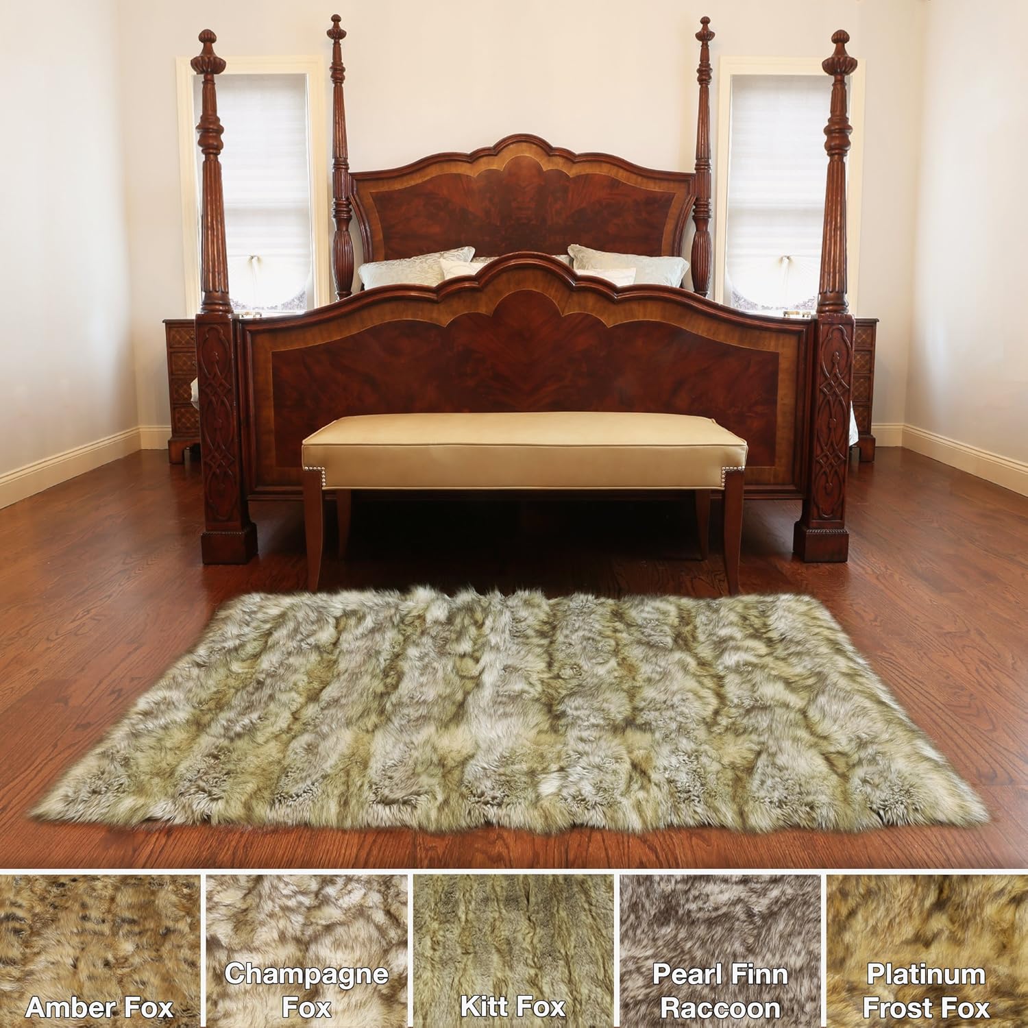 Amazon Best Home Fashion Raccoon Faux Fur Accent Rug Pearl