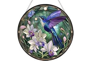 365CUSGIFTS Hummingbird Stained Glass Window Hanging,Hummingbird Sun Catchers Indoor Window Decor,Suncatchers for Windows Hanging, Stained Glass suncatcher Gifts for Women, Christmas