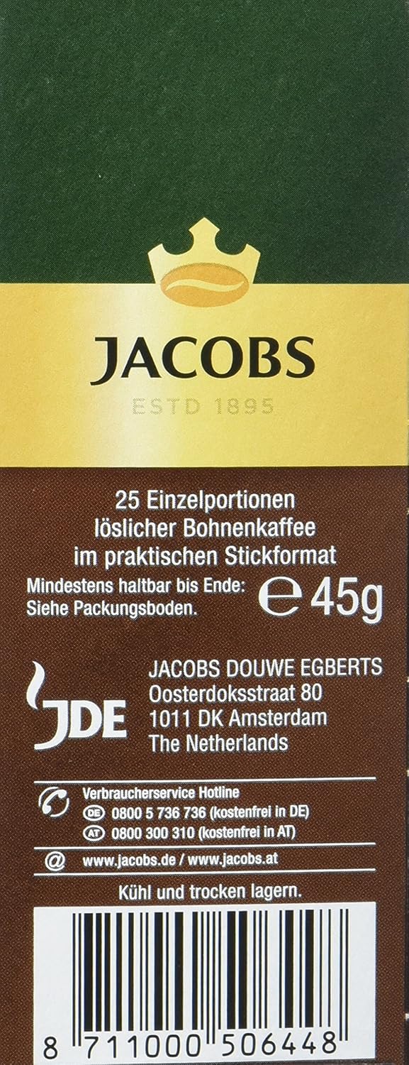 Jacobs Loslicher Kaffee Espresso 25 Instant Kaffee Sticks Fur 25