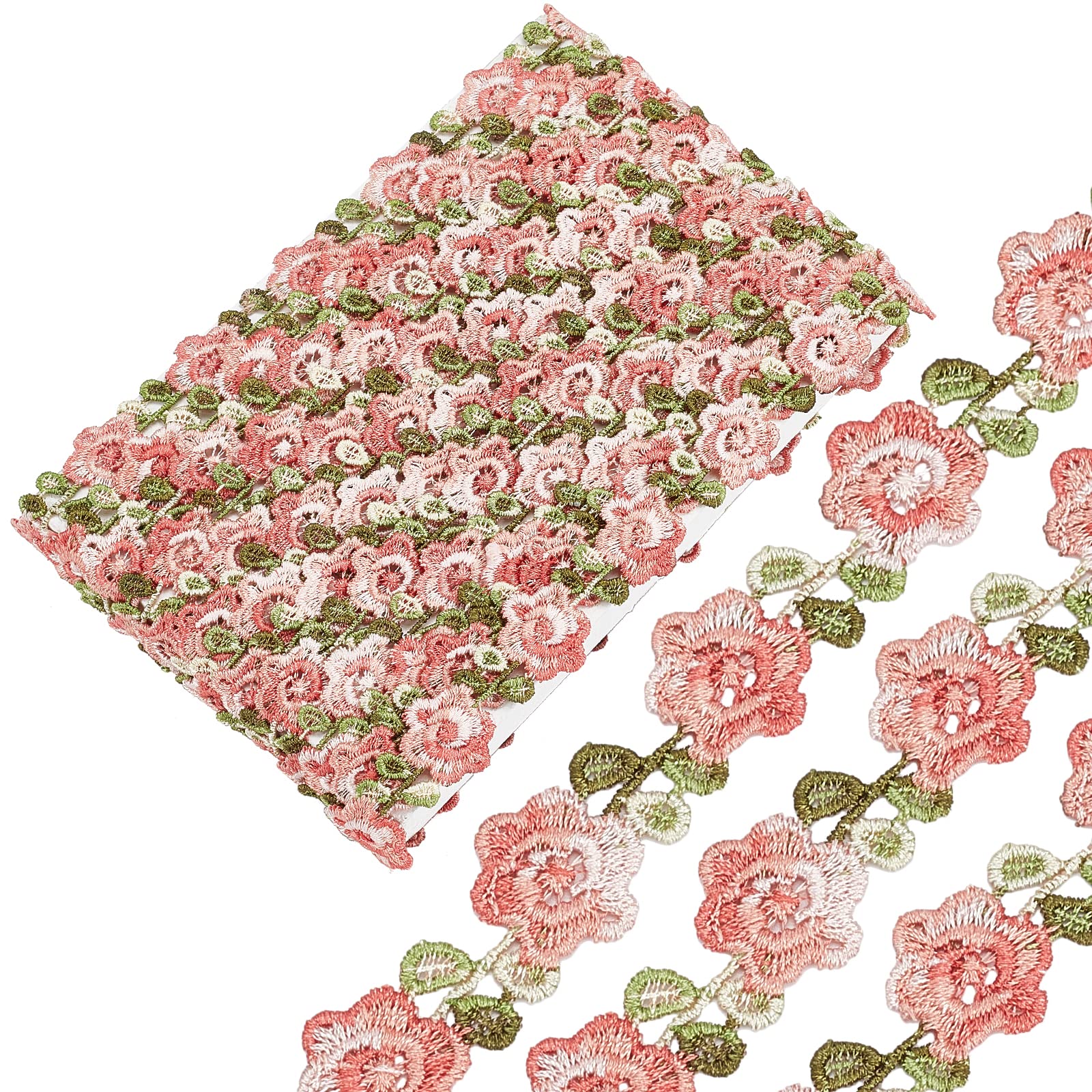 GORGECRAFT 5 Yard Sunflower Flower lace Trim Ribbon Embroidery Dark Salmon Color DIY Lace Floral Applique Sewing Craft Lace Edge Trim for Wedding Dresses Embellishment DIY Party Decor Clothes