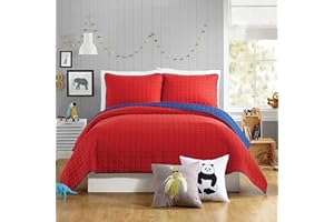 URBAN PLAYGROUND All Seasons Ayer Red Quilt Set - 3 Piece Soft Brushed Microfiber Kids Bedding Set for Boys/Girls - Machine Washable (Full/Queen)