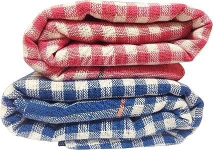 Fancyadda Handloom Khadi Light Weight, Quick Dry, Easy Carry Cotton Bath Towels (Multicolour, Large) -Pack of 2