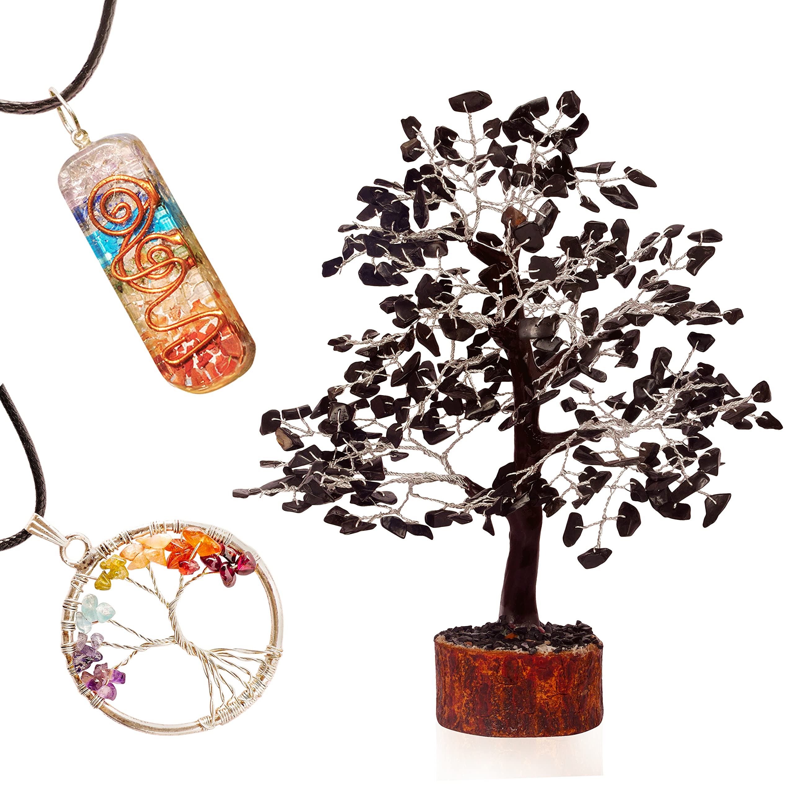 YATSKIA Black Tourmaline Gemstone Tree - Crystal Tree of Life - Crystals and Stones Home Office Decor - Good Luck Gifts for Women