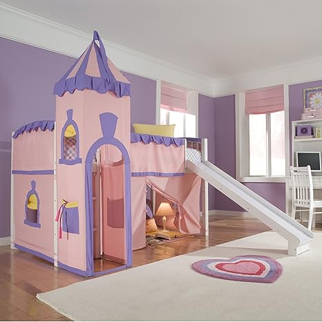 Amazon.com - Schoolhouse Twin Princess Loft Bed w/ Slide, Perfect ...